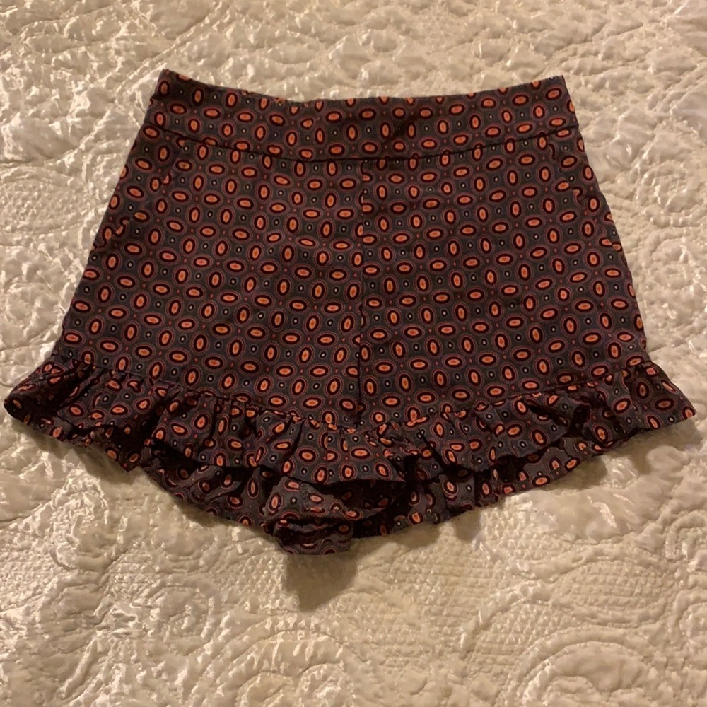 Gianni Bini Black Floral-Pattern High Waist Ruffle Shorts
